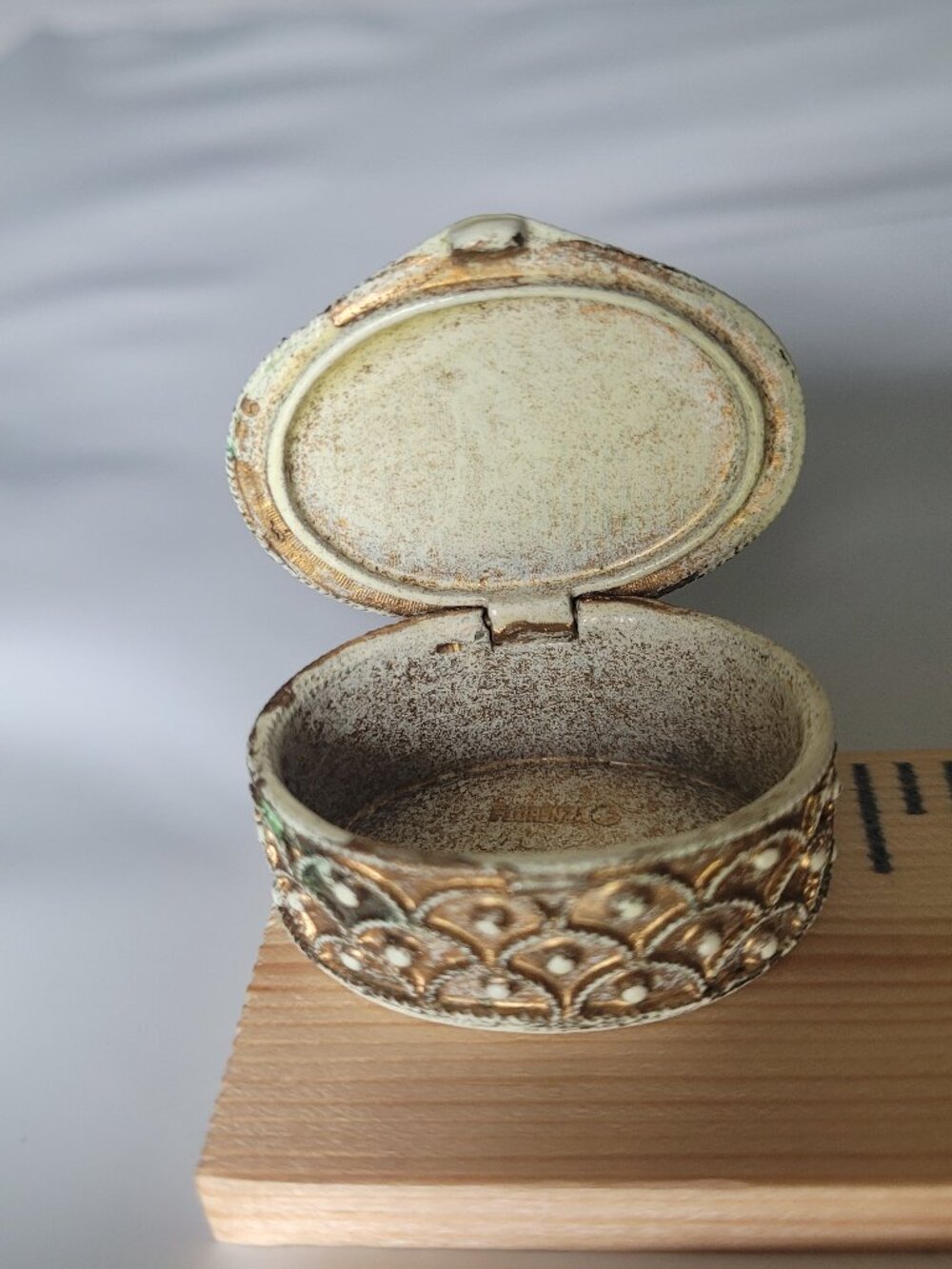 Trinket Ring Box Blue Embelishments made by Florenza Vintage - Picture 13 of 16